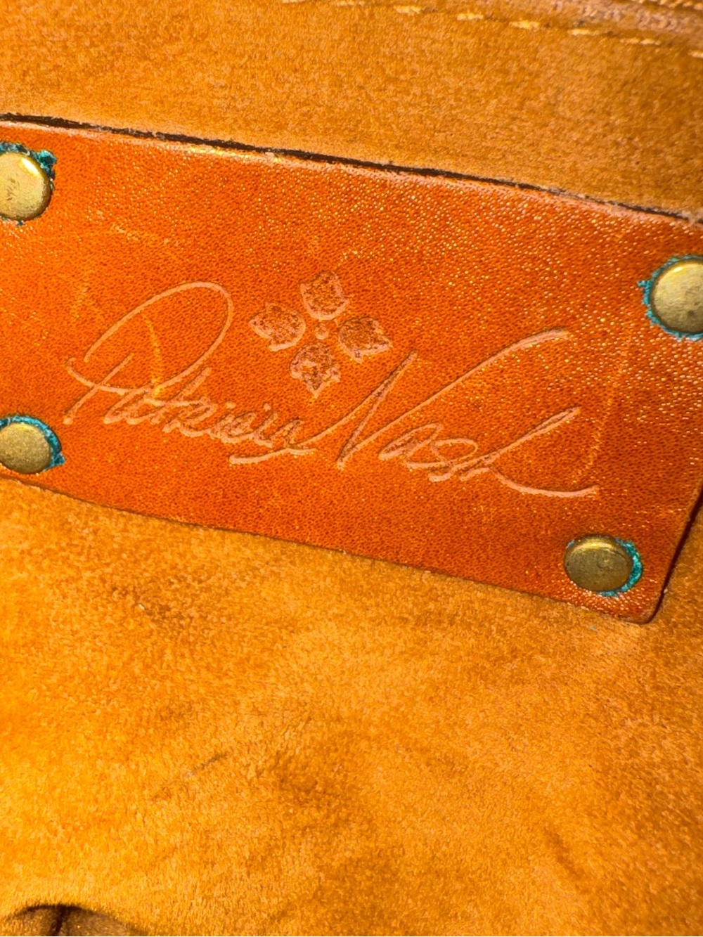 Patricia Nash Cognac Leather Embossed Floral Shoulder Tote Bag Western Boho - Picture 7 of 16